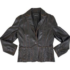 Amazing warn in vintage faux leather jacket!